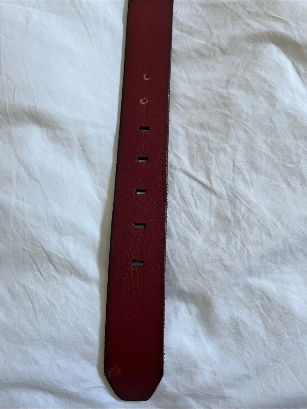 Fossil red leather burgundy maroon deep red floral imprint leather belt